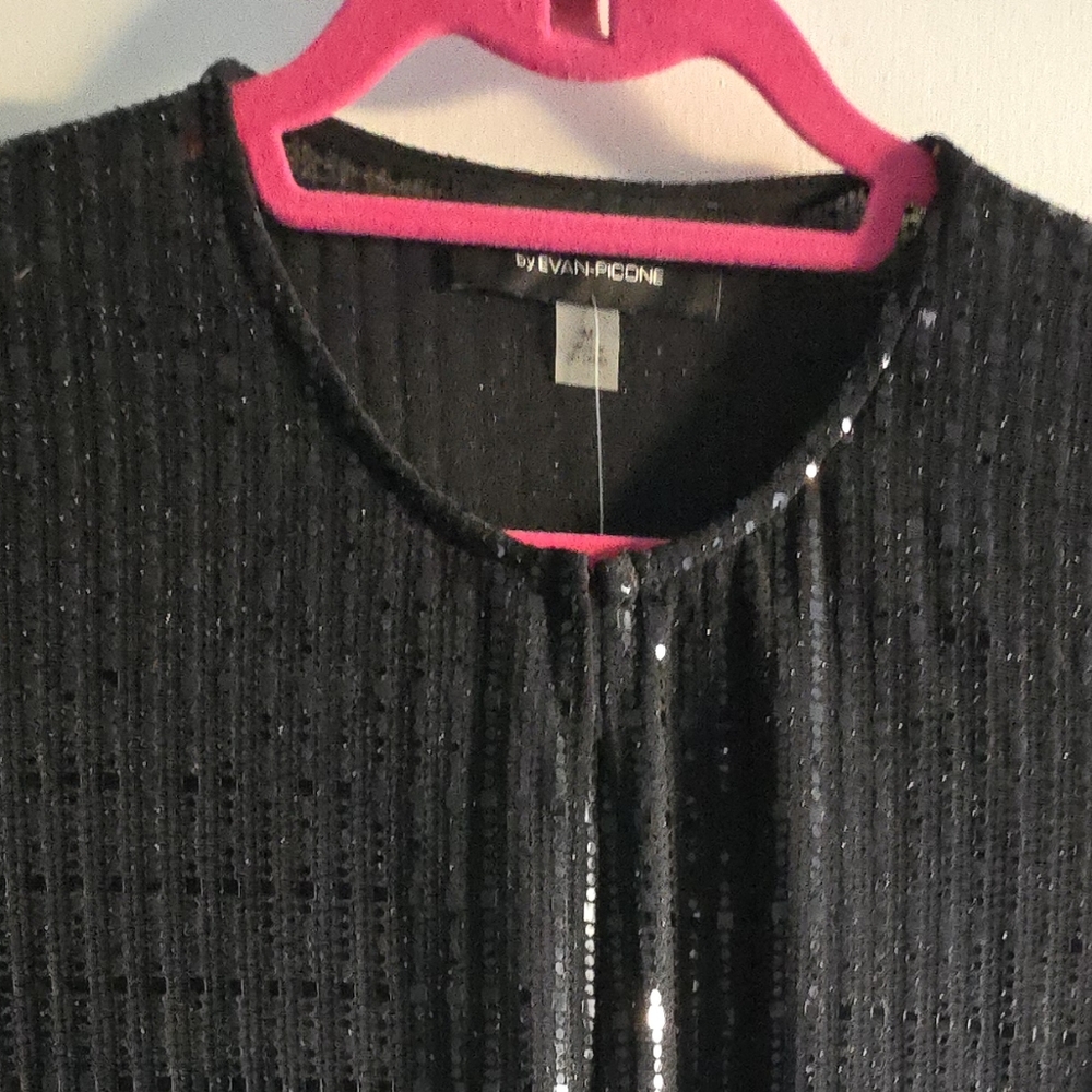 NWT Elegant Black Sequin Long Cardigan - Picture 11 of 11